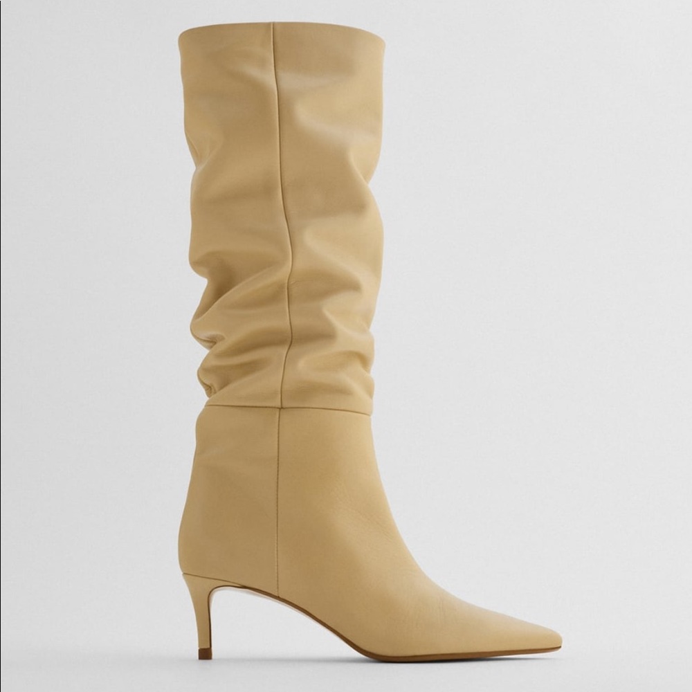 Zara vanilla color  Leather boots